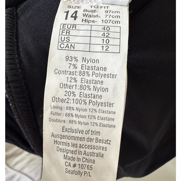 SEAFOLLY Australia Size US10 Black Underwire Bikini Top Classic Swim Minimalist - Picture 9 of 9